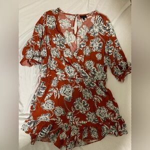 Who What Wear Red and White Floral Romper